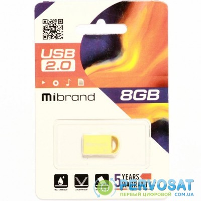 USB флеш накопитель Mibrand 8GB lynx Gold USB 2.0 (MI2.0/LY8M2G)