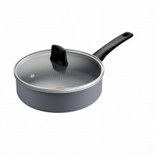 Сотейник Tefal Halo, 24см, з кришкою, алюміній, бакеліт, скло, сірий Сотейник Tefal Halo, 24см, з кришкою, алюміній, бакеліт, скло, сірий
