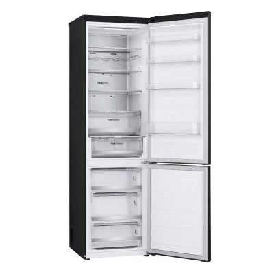 Холодильник LG з нижн. мороз., 203x60х68, холод.відд.-277л, мороз.відд.-107л, 2дв., А++, NF, інв., диспл зовн., Fresh Сonverter, Metal Fresh, чорний матовий