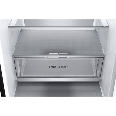 Холодильник LG з нижн. мороз., 203x60х68, холод.відд.-277л, мороз.відд.-107л, 2дв., А++, NF, інв., диспл зовн., Fresh Сonverter, Metal Fresh, чорний матовий