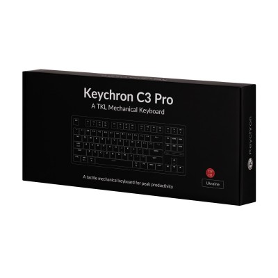 Клавіатура механічна Keychron C3 Pro 87Key, K pro Brown, USB-A, QMK, Hot-swap, EN/UKR, RGB, чорний