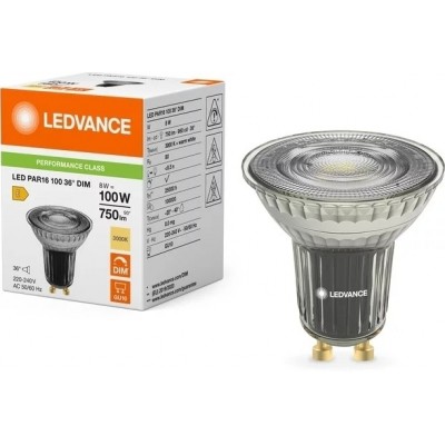 Лампа LEDVANCE GU10 8Вт 3000K 750Лм MR16 димується