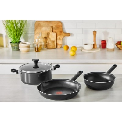 Сковорода з кришкою Tefal Day by Day, 20см, з кришкою, алюміній, бакеліт, скло, чорний