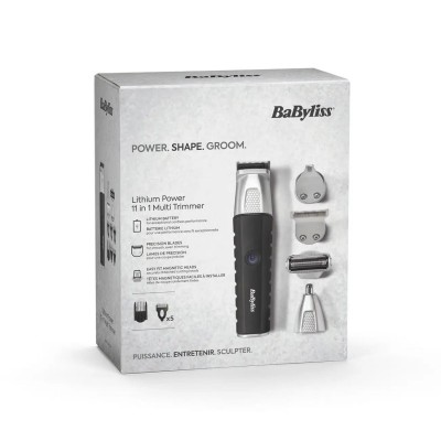 Набір для стрижки Babyliss Lithium Power, для бороди, вусів, голови, носа і тіла, акум., вібраційний мотор, насадок-10, сталь, чорний