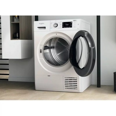 Сушильна машина Whirlpool тепловий насос, 9кг, A++, 65см, дисплей, люк чорний, білий