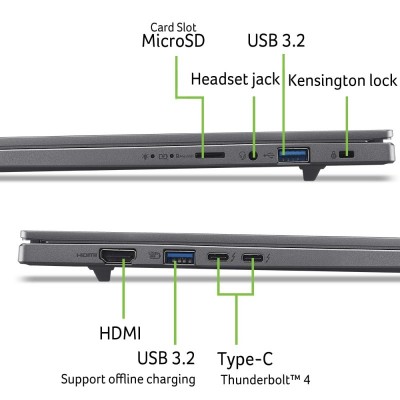Ноутбук Acer Aspire 16 A16-52M 16" WUXGA+ OLED, Intel U5-226V, 16GB, F1TB, UMA, Lin, сірий Ноутбук Acer Aspire 16 A16-52M 16" WUXGA+ OLED, Intel U5-226V, 16GB, F1TB, UMA, Lin, сірий
