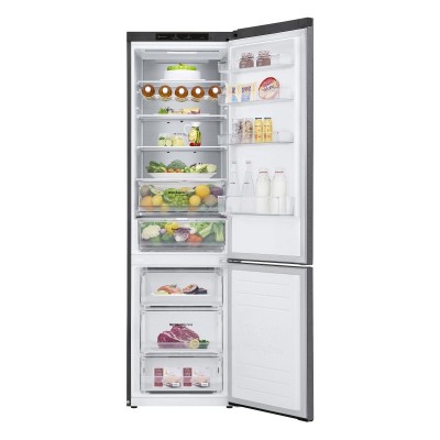 Холодильник LG з нижн. мороз., 203x60х68, холод.відд.-277л, мороз.відд.-107л, 2дв., А++, NF, інв., диспл внутр., зона св-ті, Metal Fresh, графіт