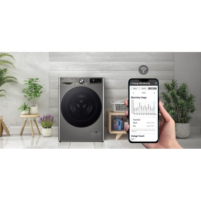 Пральна машина LG фронтальна, 11кг, 1400, A, 57см, дисплей, пара, інвертор, сріблястий