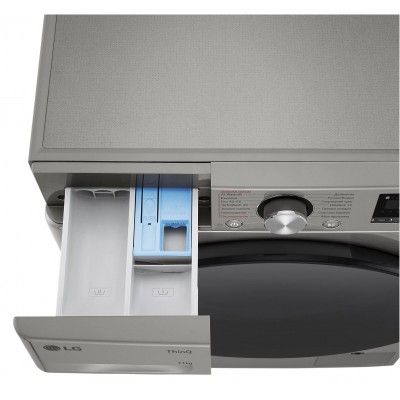 Пральна машина LG фронтальна, 11кг, 1400, A, 57см, дисплей, пара, інвертор, сріблястий