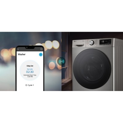 Пральна машина LG фронтальна, 11кг, 1400, A, 57см, дисплей, пара, інвертор, сріблястий