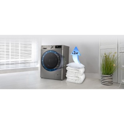 Пральна машина LG фронтальна, 11кг, 1400, A, 57см, дисплей, пара, інвертор, сріблястий