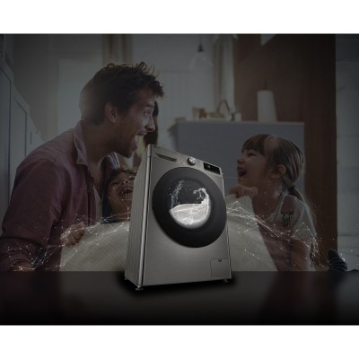 Пральна машина LG фронтальна, 11кг, 1400, A, 57см, дисплей, пара, інвертор, сріблястий