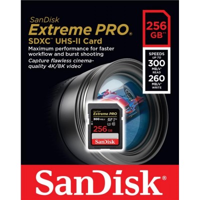 Карта пам'яті SanDisk SD 256GB C10 UHS-II U3 V90 R300/W260MB/s Extreme Pro