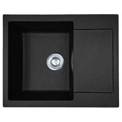 Мийка кухонна Adamant Minimal, штучний камінь, прямокут., з крилом, 615х495х200мм, чаша - 1, врізна, чорний