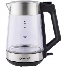 Електрочайник Gorenje 1.7л, 2,200 Вт, strix контроль, скло, нерж Електрочайник Gorenje 1.7л, 2,200 Вт, strix контроль, скло, нерж