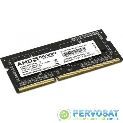 Модуль памяти для ноутбука SoDIMM DDR3L 4GB 1600 MHz AMD (R534G1601S1SL-U)