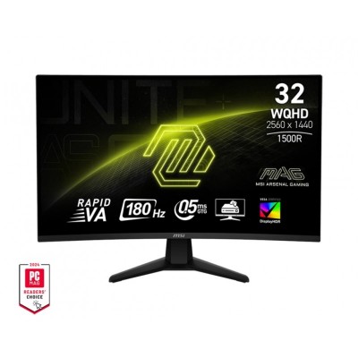 Монітор MSI 31.5&quot; MAG 32CQ6F 2xHDMI, DP, Audio, VA, 2560x1440, 180Hz, 0.5ms, sRGB 101%, CURVED, AdaptiveSync