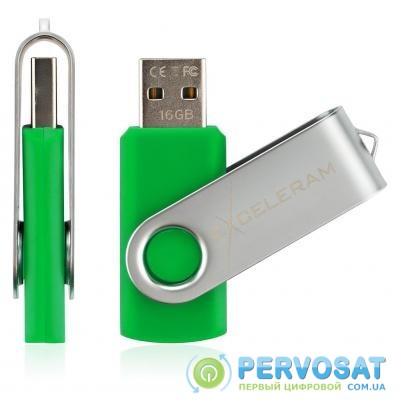 USB флеш накопитель eXceleram 16GB P1 Series Silver/Green USB 2.0 (EXP1U2SIGR16)