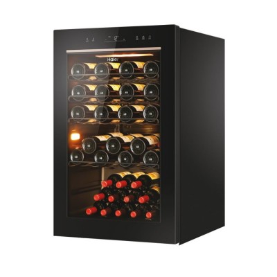 Холодильник Haier для вина, 82x49.7х58, холод.відд.-118л, зон - 1, бут-49, ST, дисплей, чорний