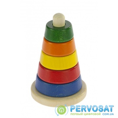 nic Пирамидка деревянная коническая разноцветная