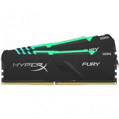 Модуль пам'яті для комп'ютера DDR4 16GB (2x8GB) 2666 MHz HyperX Fury Black RGB Kingston Fury (ex.HyperX) (HX426C16FB3AK2/16)