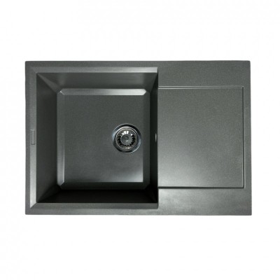 Набір кухонний Adamant Horizon Medium, штучний камінь, прямокут., з крилом, 700х500х230мм, чаша - 1, врізна, сірий + змішувач та дозатор