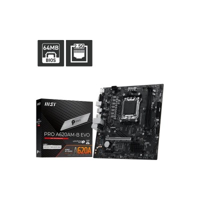 Материнcька плата MSI PRO A620AM-B EVO sAM5 A620 2xDDR5 M.2 HDMI D-Sub mATX Материнcька плата MSI PRO A620AM-B EVO sAM5 A620 2xDDR5 M.2 HDMI D-Sub mATX