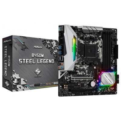 Материнська плата ASRock B450M STEEL LEGEND sAM4 B450 4xDDR4 M.2 HDMI-DP1.2 SPDIF Type C mATX