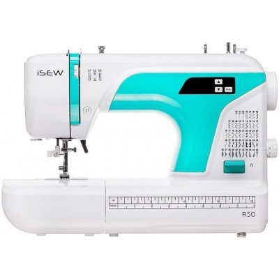 Швейна машина iSEW R50, комп'ютеризована, 42Вт, 50 шв.оп., петля полуавтомат, білий + бірюзовий