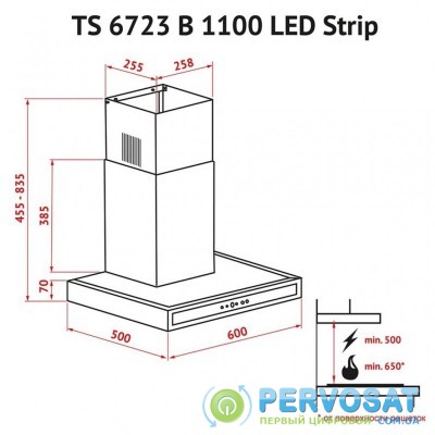 Вытяжка кухонная PERFELLI TS 6723 B 1100 BL LED Strip