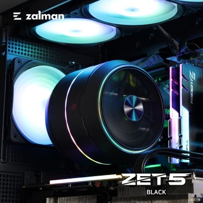 Процесорний кулер Zalman ZET5, ARGB LGA 1851, 1700, 1200, 115x, AM5, AM4, 4pin PWM, 3pin+5VARGB, TDP200W, чорний Процесорний кулер Zalman ZET5, ARGB LGA 1851, 1700, 1200, 115x, AM5, AM4, 4pin PWM, 3pin+5VARGB, TDP200W, чорний