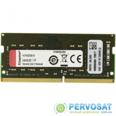 Модуль памяти для ноутбука SoDIMM DDR 4 16GB 3200 MHz Kingston (KCP432SS8/16)