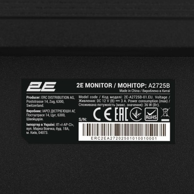 Монітор 2E 27" A2725B D-Sub, HDMI, VA, 100Hz