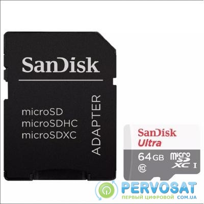 Карта памяти SANDISK 64GB microSD Class 10 UHS-I Ultra (SDSQUNS-064G-GN3MA)