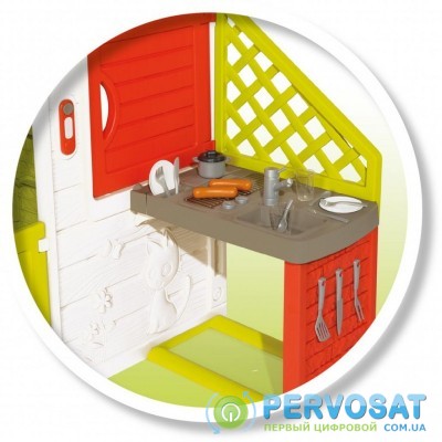 Игровой домик Smoby с летней кухней дверным звонком и столиком (810202)
