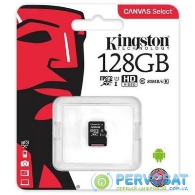Карта памяти Kingston 128GB microSDXC class 10 UHS-I Canvas Select (SDCS/128GBSP)