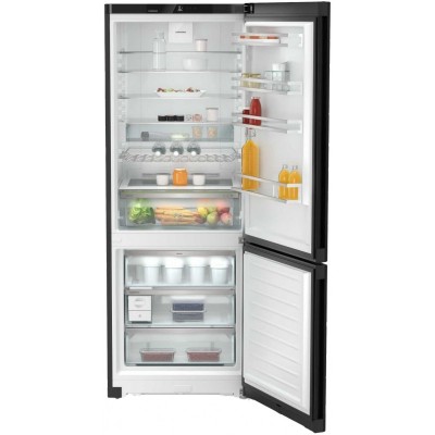 Холодильник Liebherr з нижн. мороз., 201.5x74.7х67.5, холод.відд.-346л, мороз.відд.-128л, 2дв., A++, NF, диспл внутр., чорний