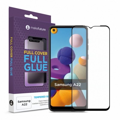 Стекло защитное MakeFuture Samsung A22 Full Cover Full Glue (MGF-SA22)