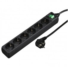 Подовжувач-фільтр мережевий Hama 6xТип F, 3x1.5мм кв, 16A, 3м, чорний Подовжувач-фільтр мережевий Hama 6xТип F, 3x1.5мм кв, 16A, 3м, чорний