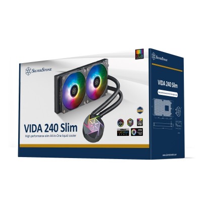 Система рідинного оxолодження  SilverStone Vida VD240-SLIM, LGA1700, 2066, 2011, 1200, 115x, AM5, AM4, TDP200W,