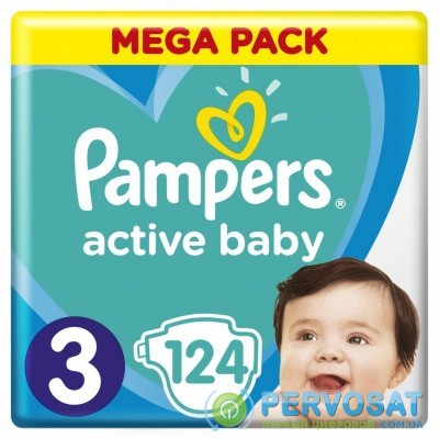 Подгузник Pampers Active Baby Midi Размер 3 (6-10 кг), 124 шт. (8001090950857)