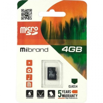 Карта памяти Mibrand 4GB microSDHC class 4 (MICDC4/4GB)