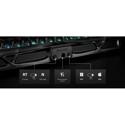 Клавіатура механічна GravaStar Mercury V75 80keys, Magnetic Jade Pro, 8K, USB-A, RGB, Stealth Black