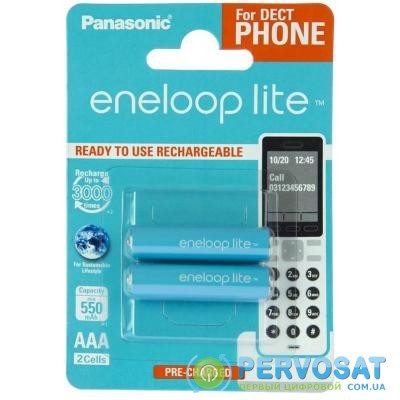 Аккумулятор PANASONIC Eneloop Lite AAA 550mAh NI-MH Dect Series * 2 (BK-4LCCE/2DE)