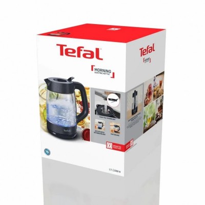 Електрочайник Tefal Morning Glass Kettle, 1.7л, скло, з підсвіткою, чорний