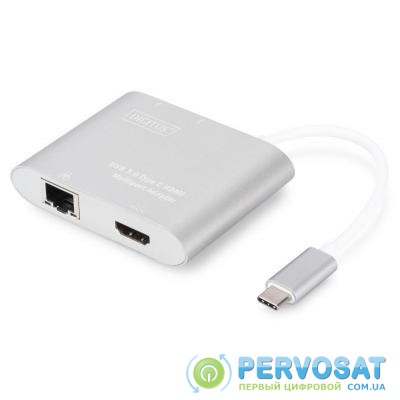 Порт-репликатор DIGITUS USB Type-C USB 3.0 to 4K HDMI, 2xUSB 3.0, Gigabit Ethernet (DA-70847)