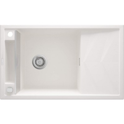Мийка кухонна Deante Magnetic, граніт, прямокут., з крилом, 820х500х219мм, чаша - 1, накладна, алебастр