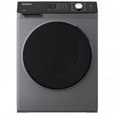 Пральна машина Hitachi фронтальна, 8кг, 1400, A+++, 60см, дисплей, пара, інвертор, люк чорний, cріблястий