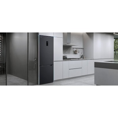 Холодильник LG з нижн. мороз., 203x60х68, холод.відд.-262л, мороз.відд.-113л, 2дв., E, NF, інв., диспл зовн., зона св-ті, чорний