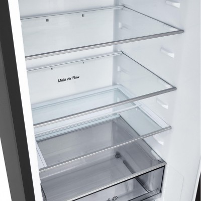 Холодильник LG з нижн. мороз., 203x60х68, холод.відд.-262л, мороз.відд.-113л, 2дв., E, NF, інв., диспл зовн., зона св-ті, чорний